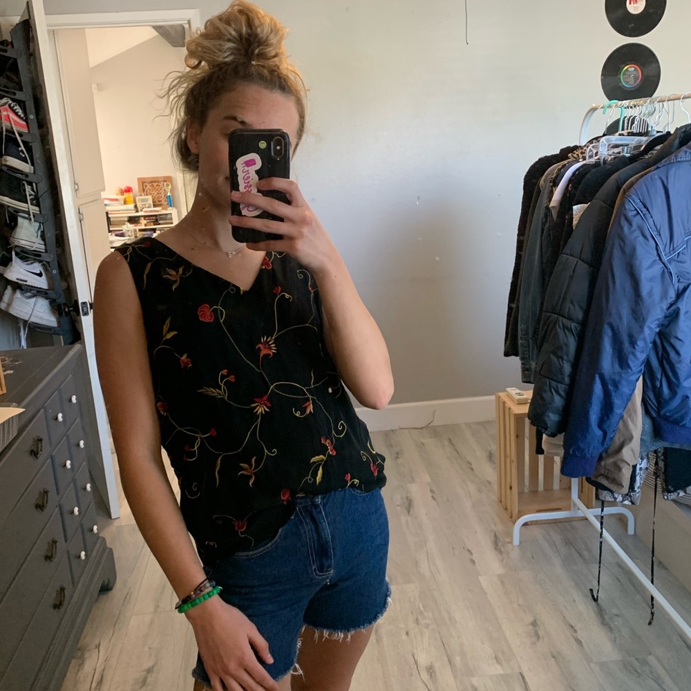 Vintage looking embroidered tank top